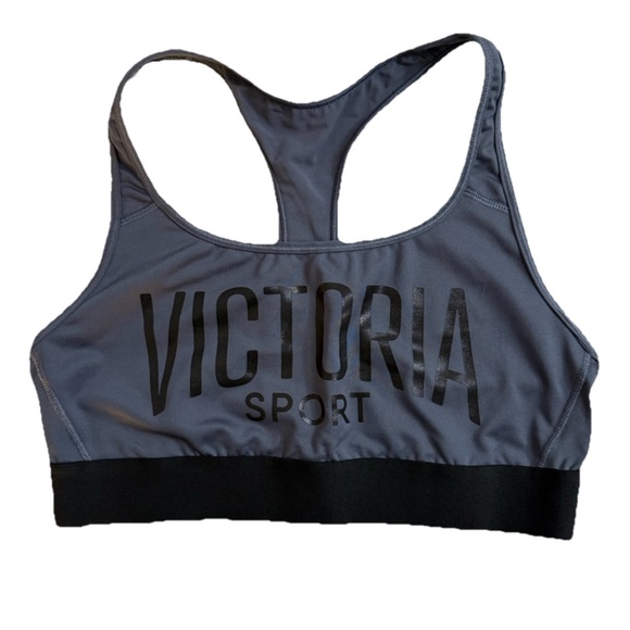 Victoria’s Secret VICTORIA SPORT Bra Women’s M Gray / Black Racerback Logo - Picture 3 of 6